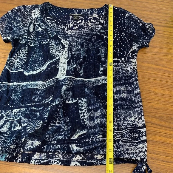 Lucky Brand Woman Small Blue White Short Sleeve Cotton Gauzy Beachy Travel k4 - Picture 8 of 8